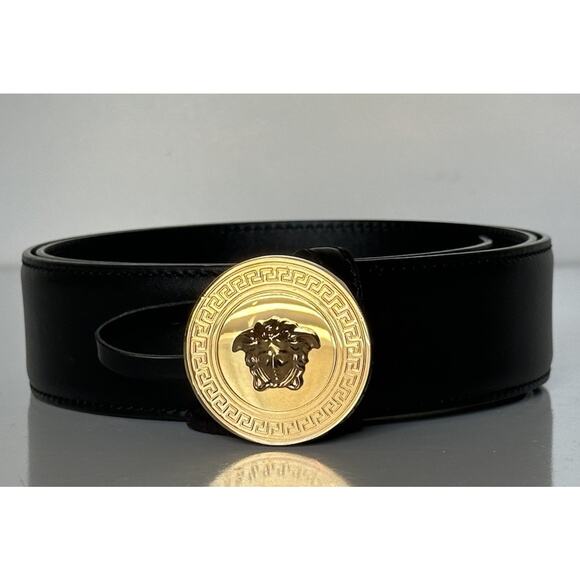 Versace Other - Versace Gold Medusa-Buckle Black Leather Belt 120 (48) Italy 1006276 NWT $600